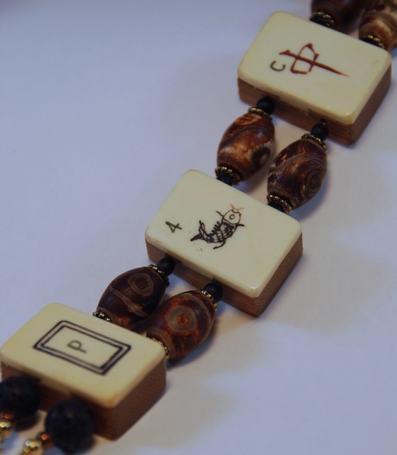 Aged Brown Agate Stone Beads (barrel shaped)