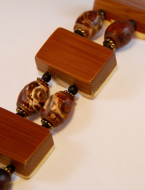 Aged Brown Agate Stone Beads (barrel shaped)