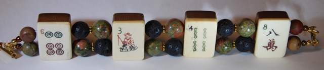 Autumn-Toned Jasper and Black Volcanic Lava Stone Beads (round beads)