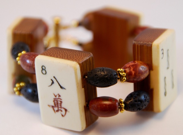 Autumn-Toned Jasper and Black Volcanic Lava Stone Beads (olive beads)