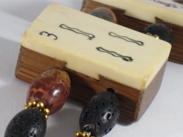 Autumn-Toned Jasper and Black Volcanic Lava Stone Beads (olive beads)