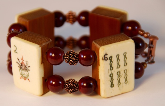 Burgundy Stone Beads and Antique Copper Details