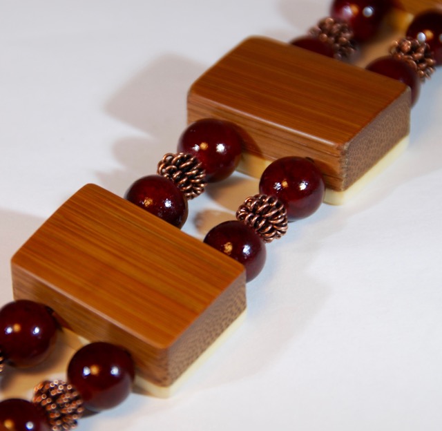 Burgundy Stone Beads and Antique Copper Details